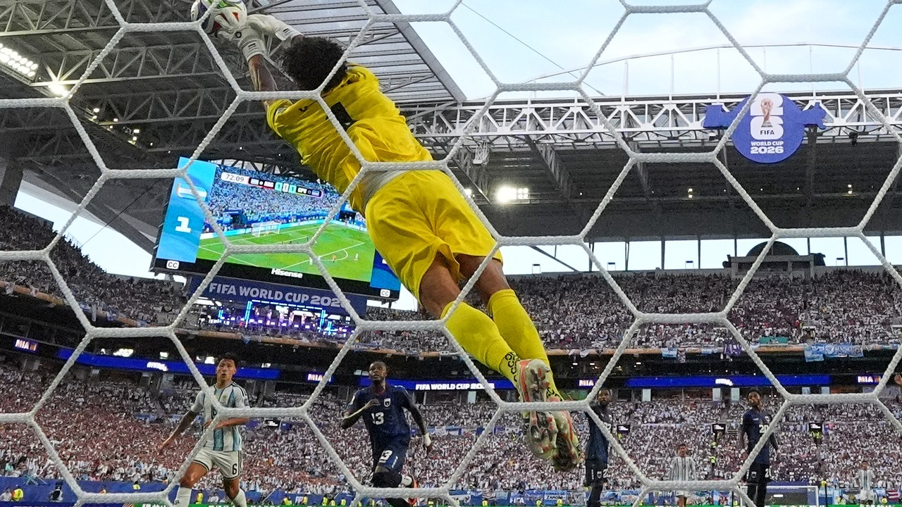 Vozinha saute pour attraper un ballon devant la cage